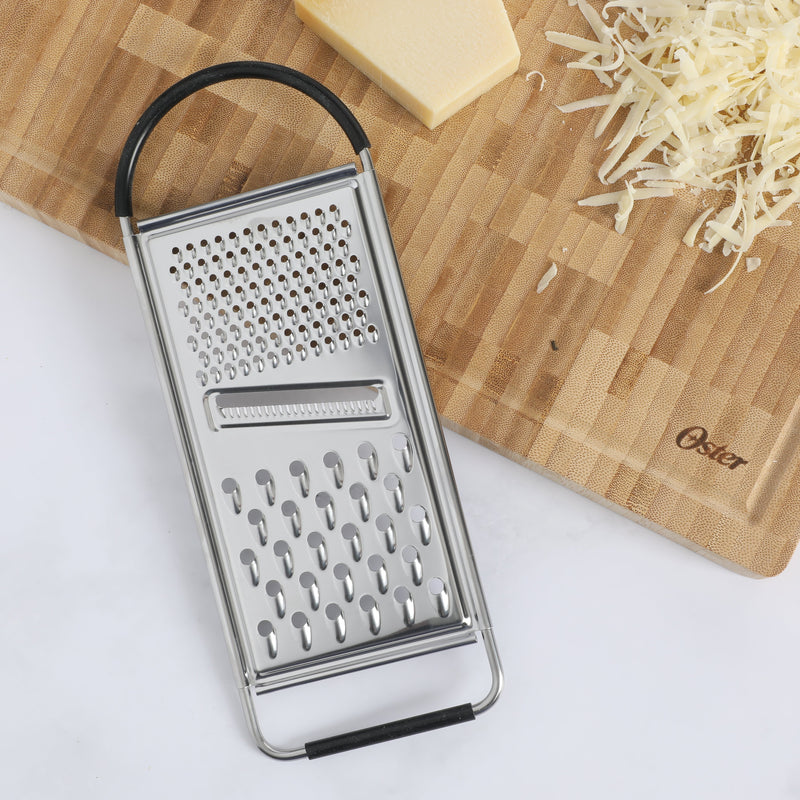 Oster Helmsdale1pc Stainless Steel Flat Grater - Silicone Anti-Slip Handle -Tie Card