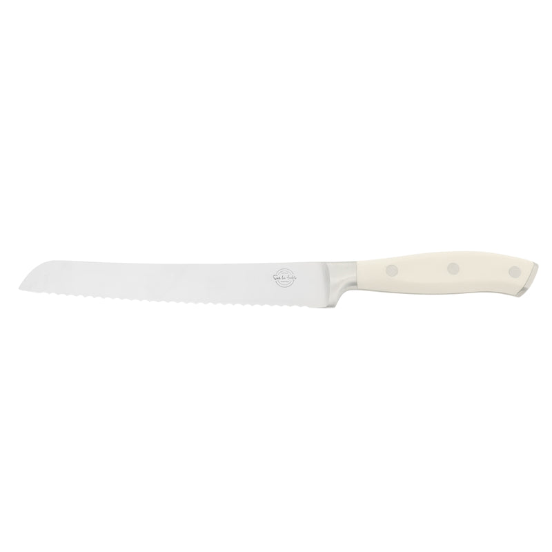 Sur La Table Kitchen Essentials Tasting Kitchen 8" Stainless Steel Bread Knife - Eggshell - German Steel Blade - Color Plastic Handle - Clam Pack w/ Remailer