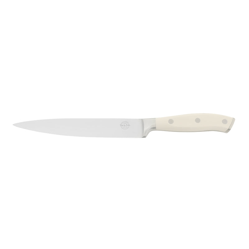Sur La Table Kitchen Essentials Tasting Kitchen 8" Stainless Steel Slicer Knife - Eggshell - German Steel Blade - Color Plastic Handle - Clam Pack w/ Remailer