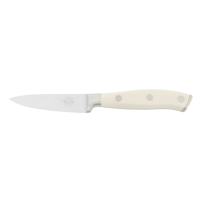 Sur La Table Kitchen Essentials Tasting Kitchen 3.5" Stainless Steel Paring Knife - Eggshell - German Steel Blade - Color Plastic Handle - Clam Pack w/ Remailer