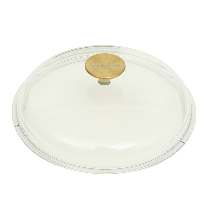 Sur La Table Kitchen Essentials Supper Club 5.5 qt Enamel Cast Iron Dutch Oven w/ Borosilicate Lid - Glossy Enamel In/Ext - Stainless Steel Knob -Enameled - Color Sleeve w/ RM