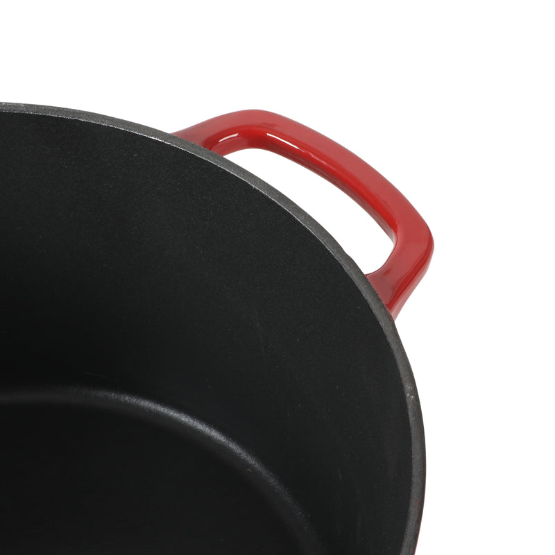 Sur La Table Kitchen Essentials Supper Club 5.5 qt Enamel Cast Iron Dutch Oven w/ Borosilicate Lid - Glossy Enamel In/Ext - Stainless Steel Knob -Enameled - Color Sleeve w/ RM