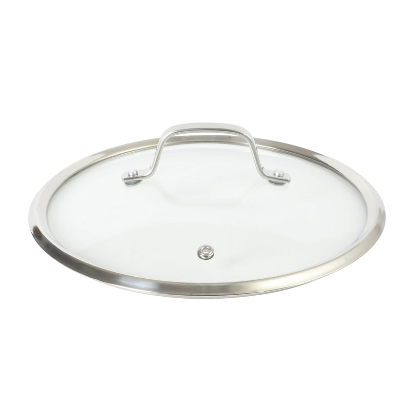 Sur La Table Kitchen Essential Chef's Deck 5.3 qt Stainless Steel Dutch Oven w/ Steamer & Glass Lid - Polish Exterior - Impact Bonded Base - Induction - Stainless Steel Hollow Handle - Color Sleeve w/ Remailer