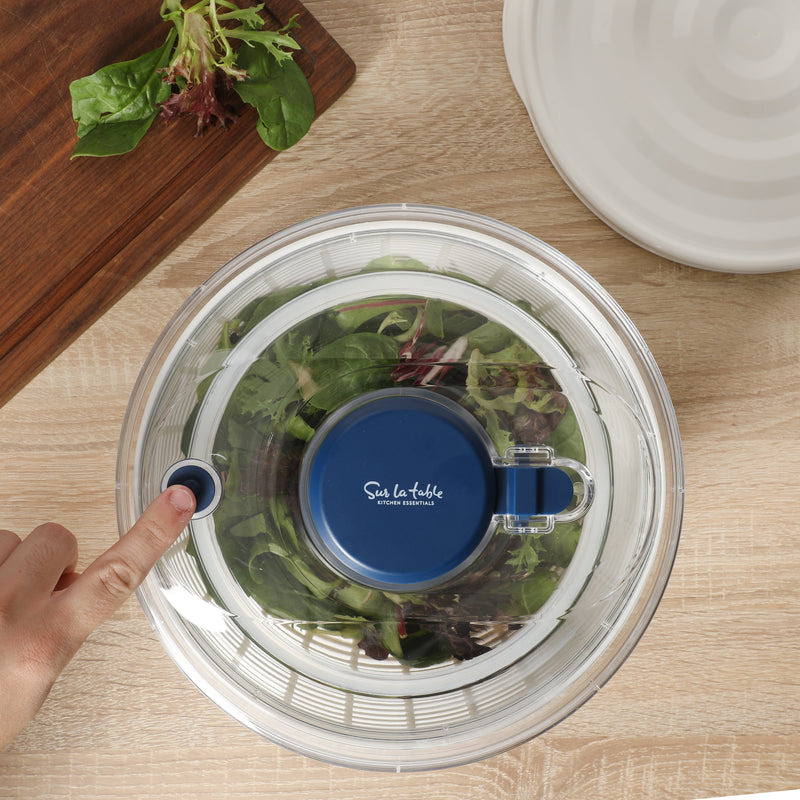 Sur La Table Kitchen Essentials 6.3 qt Salad Spinner - PS/PP/ABS/TRP - Stainless Steel - Gift Box