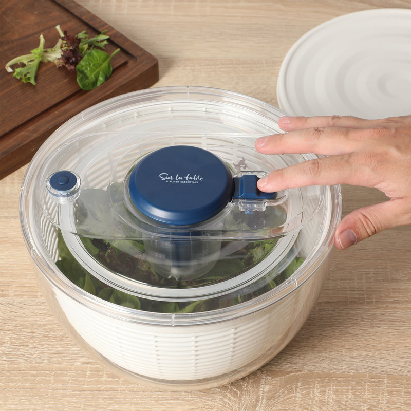Sur La Table Kitchen Essentials 6.3 qt Salad Spinner - PS/PP/ABS/TRP - Stainless Steel - Gift Box