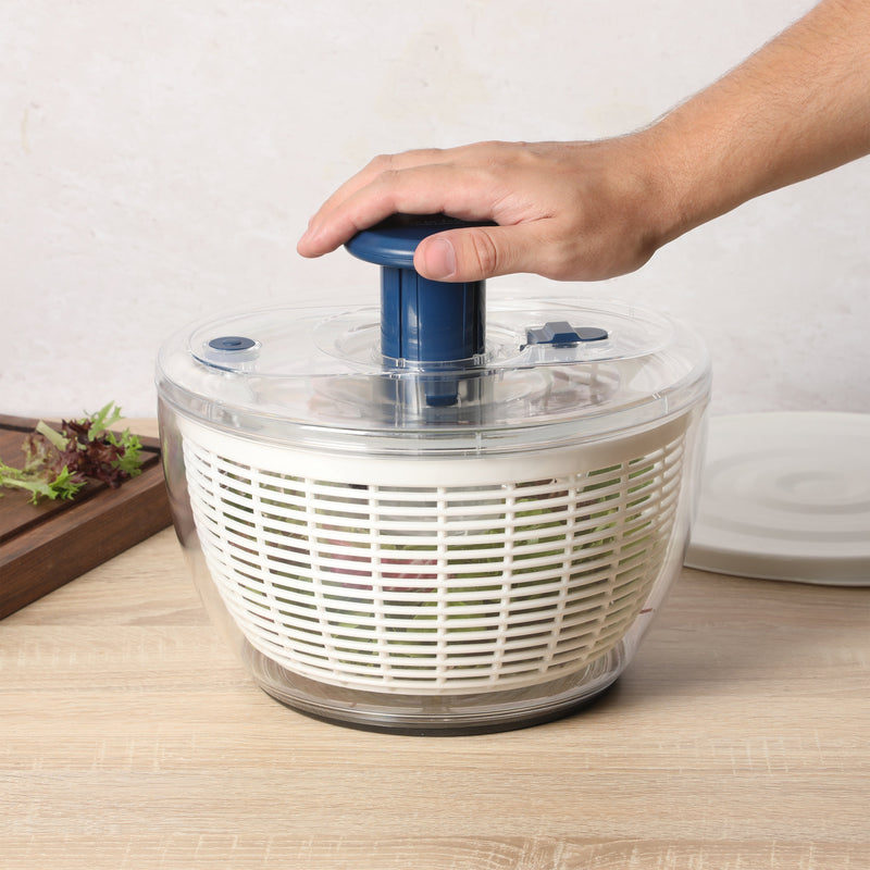 Sur La Table Kitchen Essentials 6.3 qt Salad Spinner - PS/PP/ABS/TRP - Stainless Steel - Gift Box