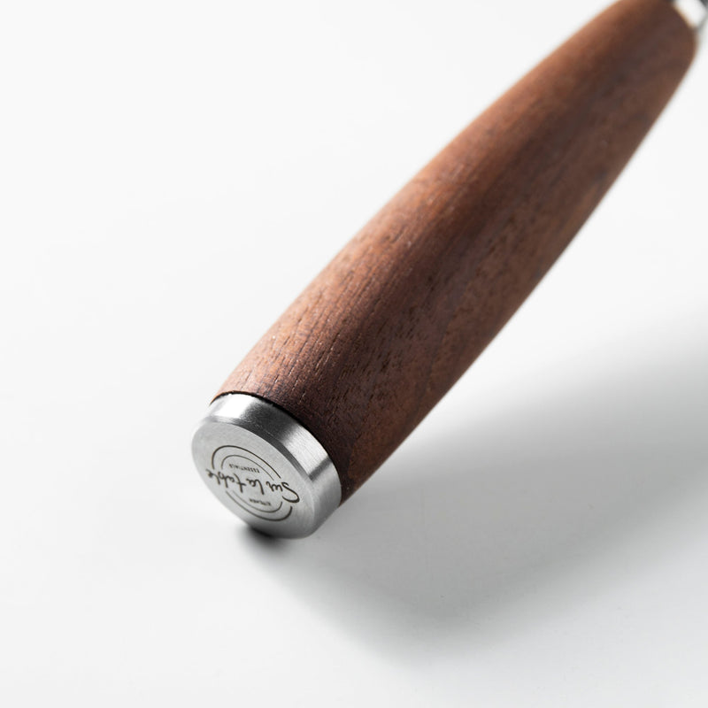 Sur La Table Kitchen Essentials Stainless Steel Strainer - Matte Lacquered Wanut Wood Handle - Tie Card