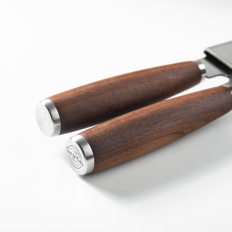 Sur La Table Kitchen Essentials Stainless Steel Can Opener - Matte Lacquered Wanut Wood Handle -Tie Card