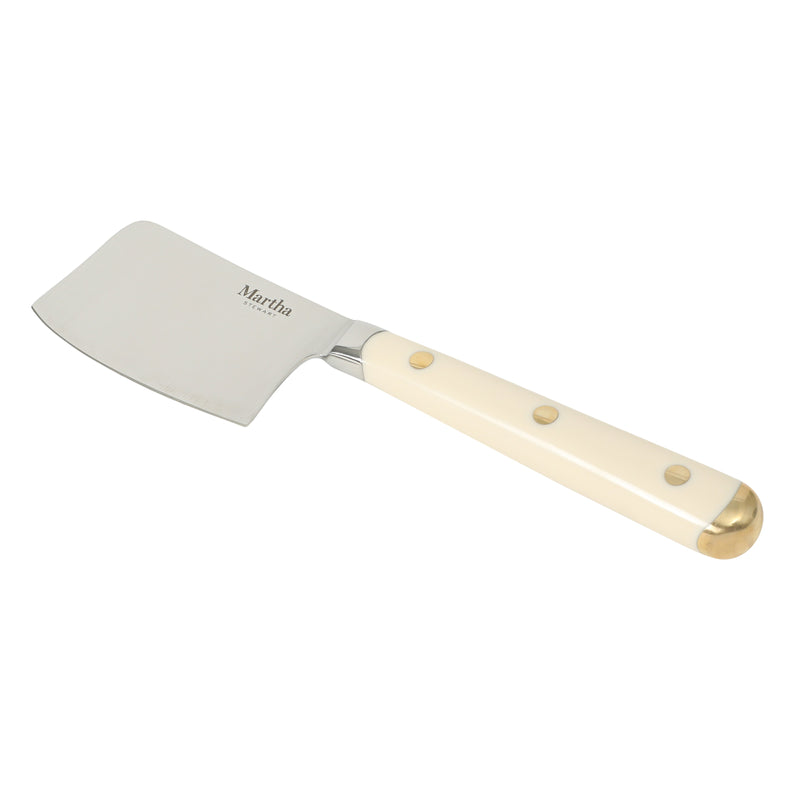 Martha Stewart Blairwood 3 pc Cheese Knife Set w/ Beechwood Cutting Board - ABS Forged Handle w/ Brass Rivet & End Cap - SS/Wood - Clam Pack w/ RM
