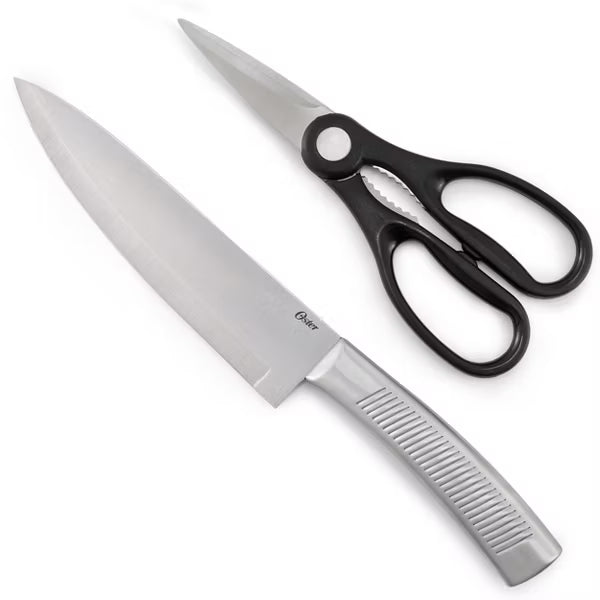 Oster Eddington 4pc Stainless Steel Cutlery Set - Textured Ridged Handle - Clam Pack