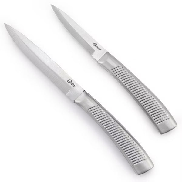 Oster Eddington 4pc Stainless Steel Cutlery Set - Textured Ridged Handle - Clam Pack