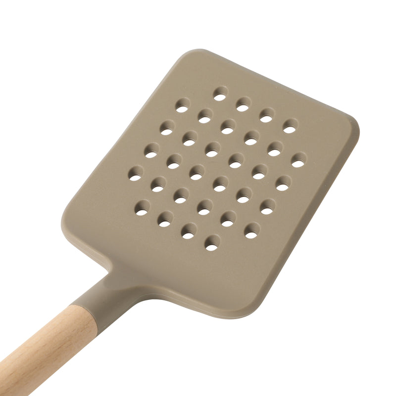 Sur La Table Kitchen Essentials Slotted Turner - Silicone / Nylon Head - Beech Wood Handle - Tie Card