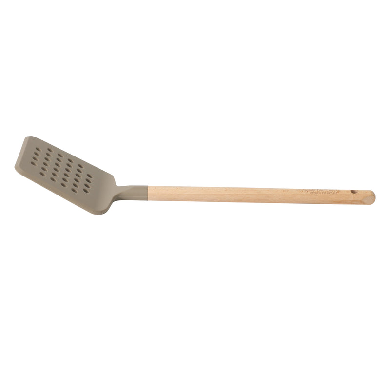 Sur La Table Kitchen Essentials Slotted Turner - Silicone / Nylon Head - Beech Wood Handle - Tie Card