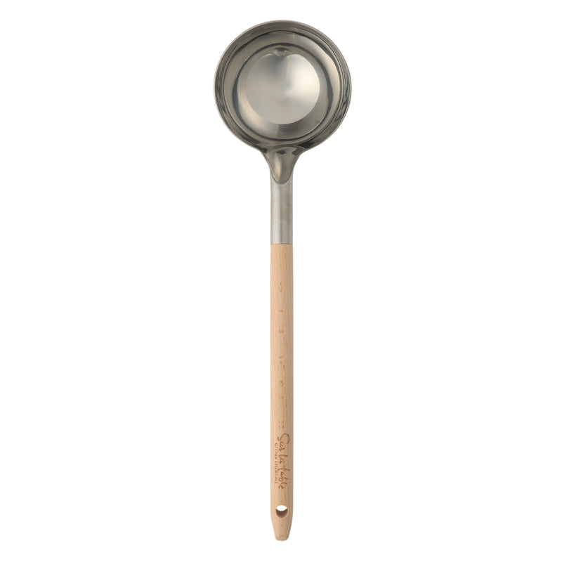 Sur La Table Kitchen Essentials Ladle - Stainless Steel Head - Beech Wood Handle - Tie Card