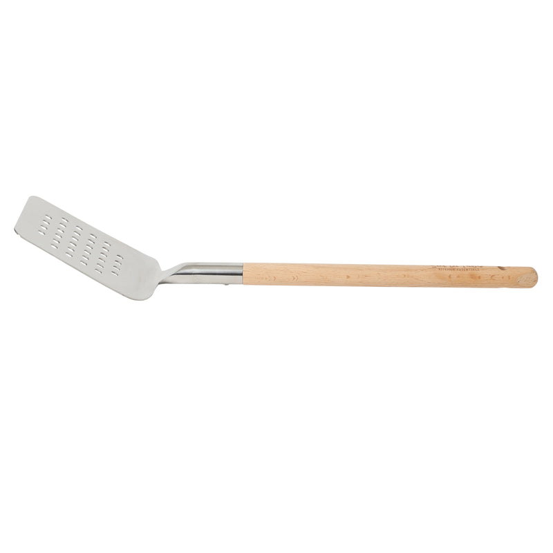 Sur La Table Kitchen Essentials Slotted Turner - Stainless Steel Head - Beech Wood Handle - Tie Card