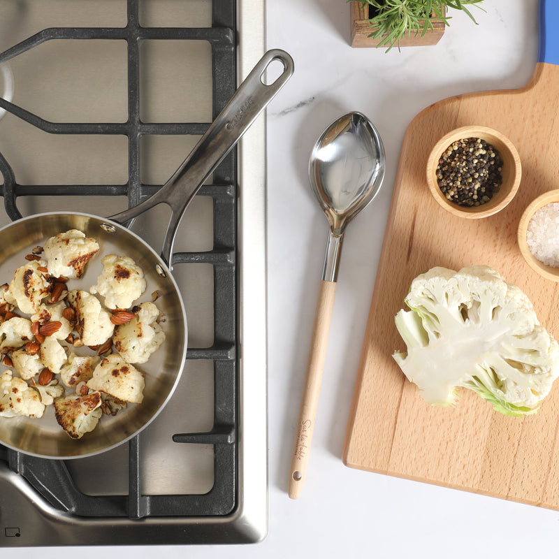Sur La Table Kitchen Essentials Spoon - Stainless Steel Head - Beech Wood Handle - Tie Card