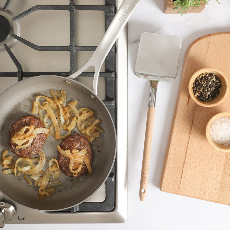 Sur La Table Kitchen Essentials Turner - Stainless Steel Head - Beech Wood Handle - Tie Card