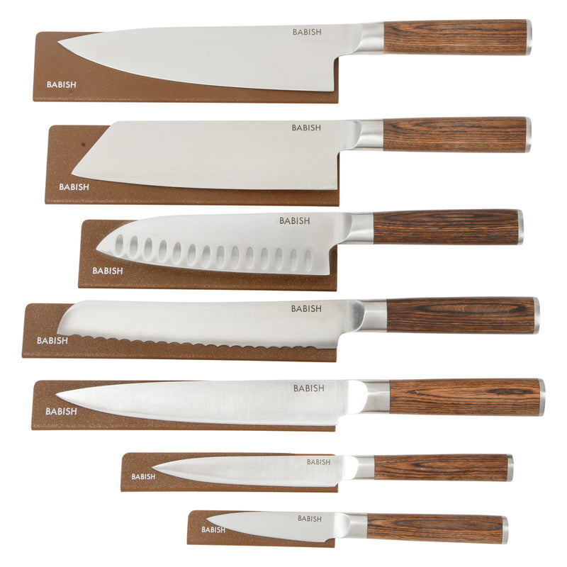 Babish 7 pc German Steel Cutlery Set w/ Sheaths - Gift Box w/ Remailer