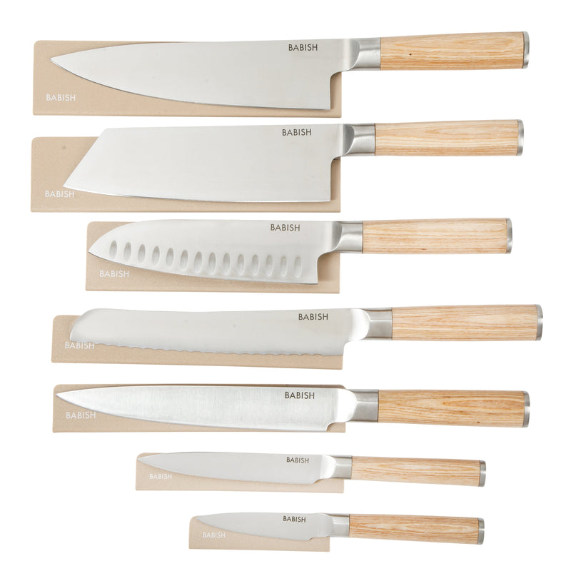 Babish 7 pc German Steel Cutlery Set w/ Sheaths - Gift Box w/ Remailer