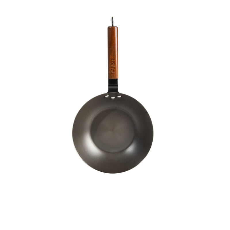Babish 9.5" Carbon Steel Wok - Long WoodHandle - Color Sleeve w/ Remailer