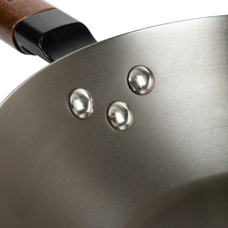Babish 9.5" Carbon Steel Wok - Long WoodHandle - Color Sleeve w/ Remailer