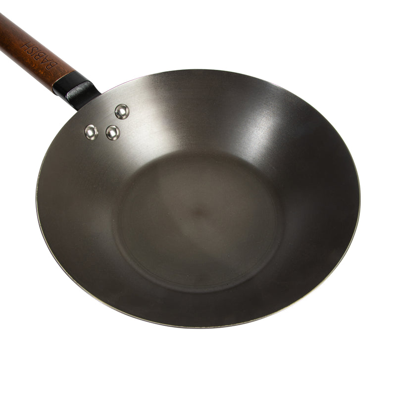 Babish 9.5" Carbon Steel Wok - Long WoodHandle - Color Sleeve w/ Remailer