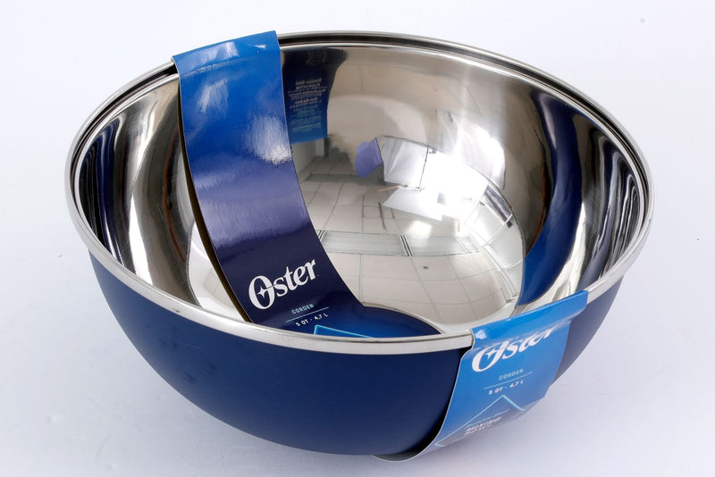 Oster Corden 5 Qt Stainless Steel Mixing Bowl w/ Anti-Skid Base - Square Edge - Open Stock w/ Color Sleeve