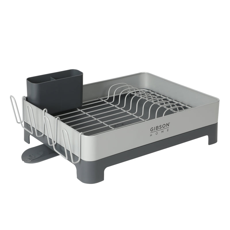 Gibson Home Stainless Steel - 16.3 in L (including the drip water 19.3in) Dish Rack - Galvanized Board w/ Powder Coat - Silk Logo Print - Color Sleeve w/ Remailer