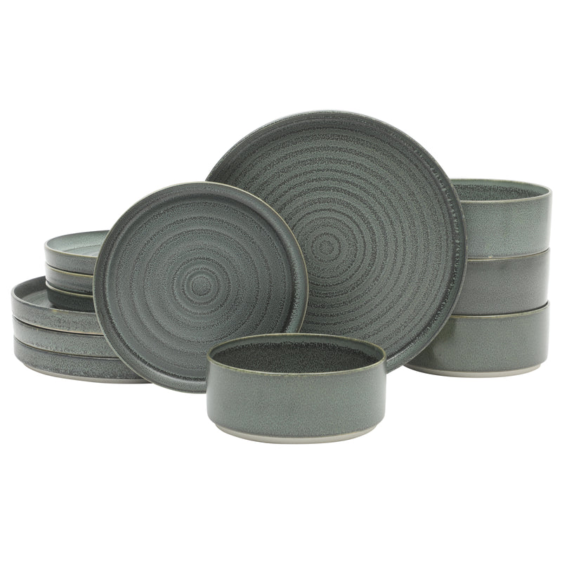 Gibson Elite Echo Bay 12 pc Reactive Glaze Porcelain Dinnerware Set - Factory Remailer