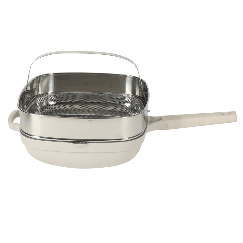 Crock-Pot Northvale 5.3qt Cast Aluminum Sauté Pan w/ Steamer & Lid - Square - Nonstick Ceramic Int - Induction - Soft Touch Handle - GBX