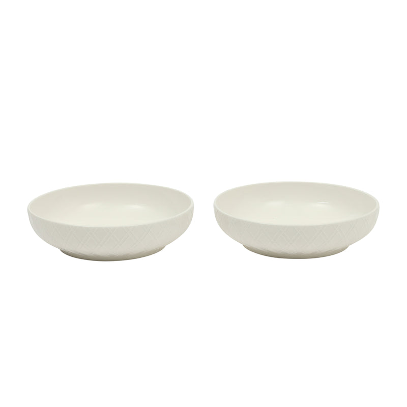 Gibson Home Great Essentials 2pc 8.25" Dinner Bowl Set - Embossed - White - Fine Ceramic - Color Sleeve
