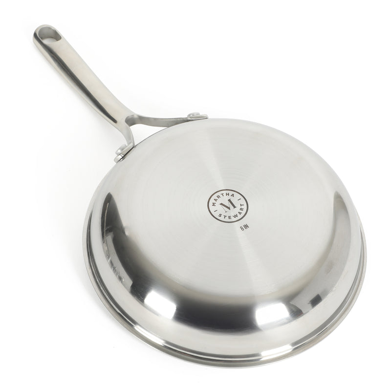 Martha Stewart Badgley 10pc Tri-Ply Stainless Steel Cookware Set - Etching Ceramic Non-Stick Interior - Stainless Steel Handle - Gift Box w/ Remailer