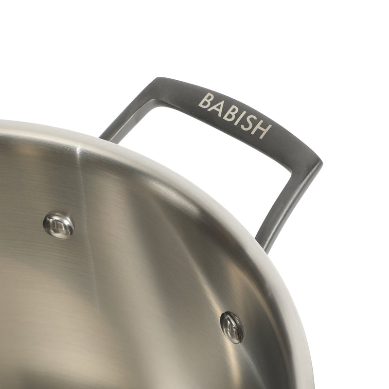 Babish 8qt Triply Stainless Steel Stockpot w/ Glass Lid & Black PVD Handle - Color Sleeve w/ Remailer