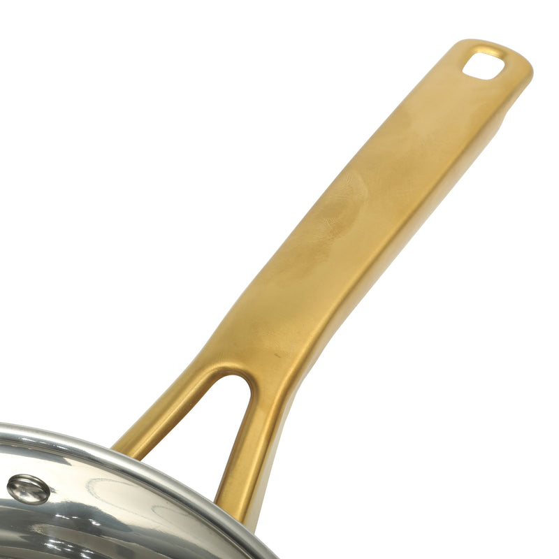 Oster Davinelle 12pc Stainless Steel Cookware Set w/ Kitchen Tools - Gold PVD Handle - Gift Box