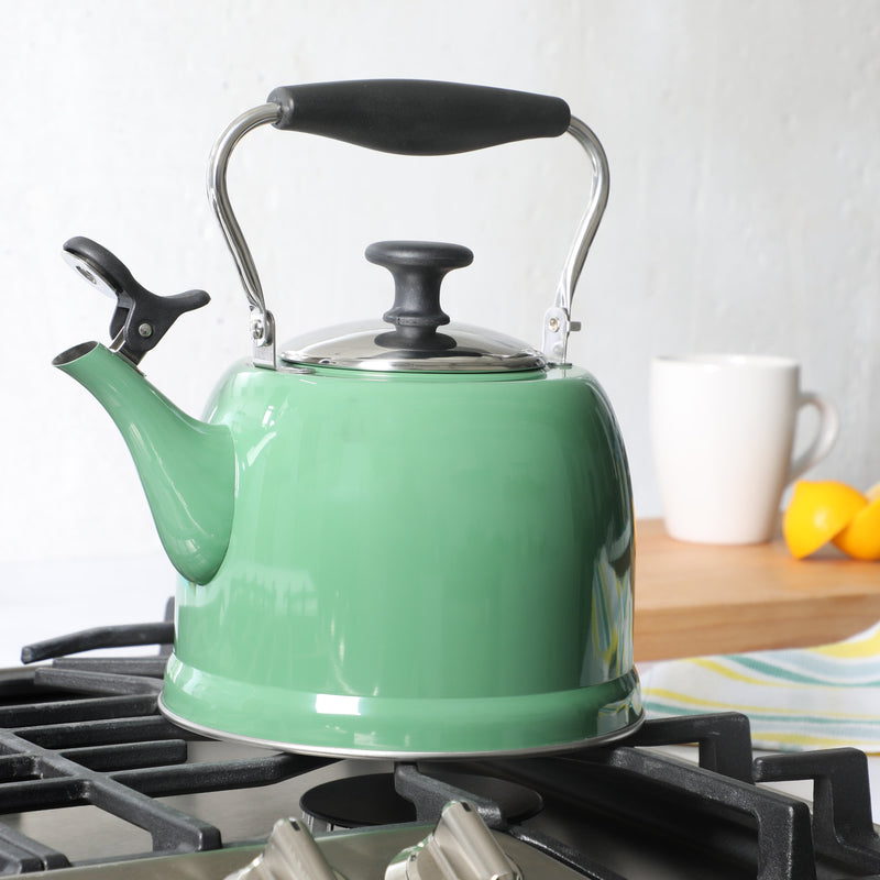 Martha Stewart Everyday Lily Pond 2.2qt Stainless Steel Tea Kettle w/ Lid - Nylon Handle - Encapsulated Base - Color Sleeve