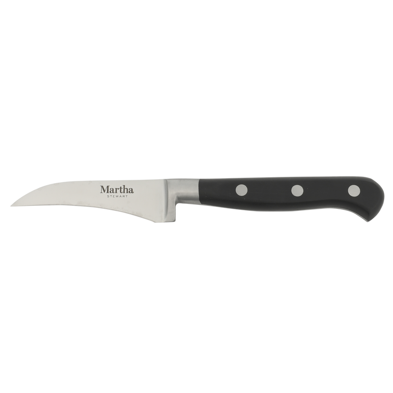Martha Stewart Carverton 2pc Stainless Steel Tomato Knife & Bird Beak Knife - Black - Traditional Shape - ABS Forged Handle - Gift Box w/ Remailer