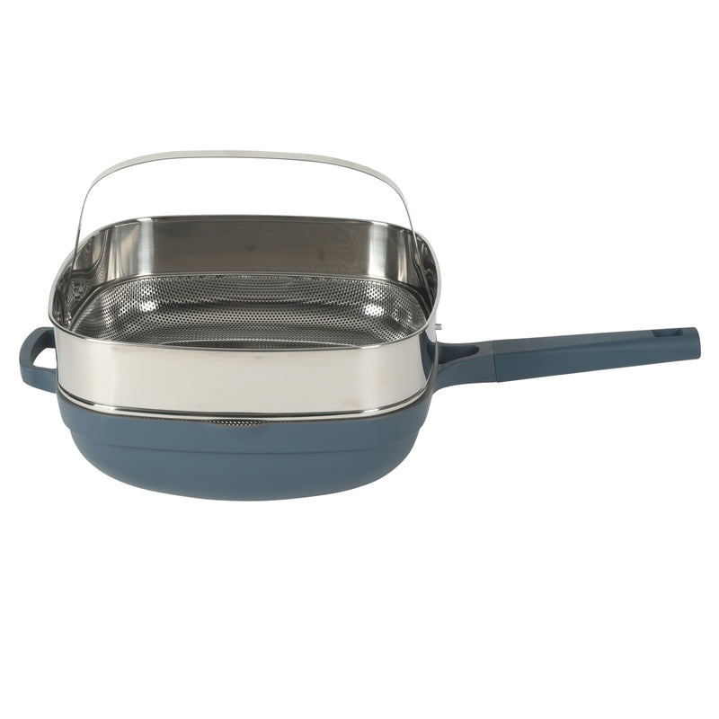 Crock-Pot Northvale 5.3qt Cast Aluminum Sauté Pan w/ Steamer & Lid - Square - Nonstick Ceramic Int - Induction - Soft Touch Handle - GBX