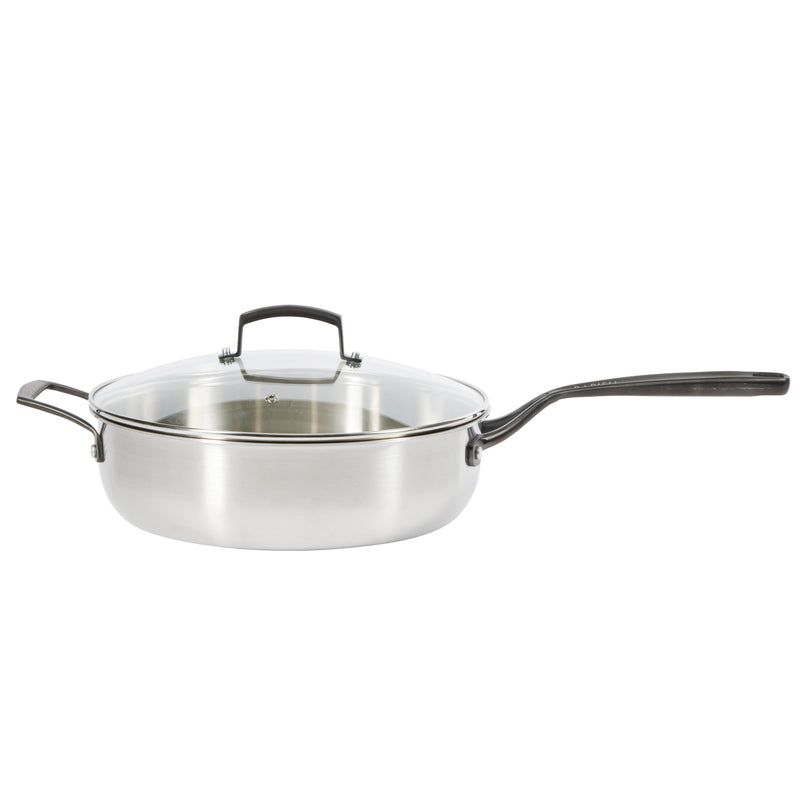 Babish - 5 Qt Saute Pan W/ Glass Lid - Ss Triply - Black Pvd Handle - Ss - Gbx With Remailer