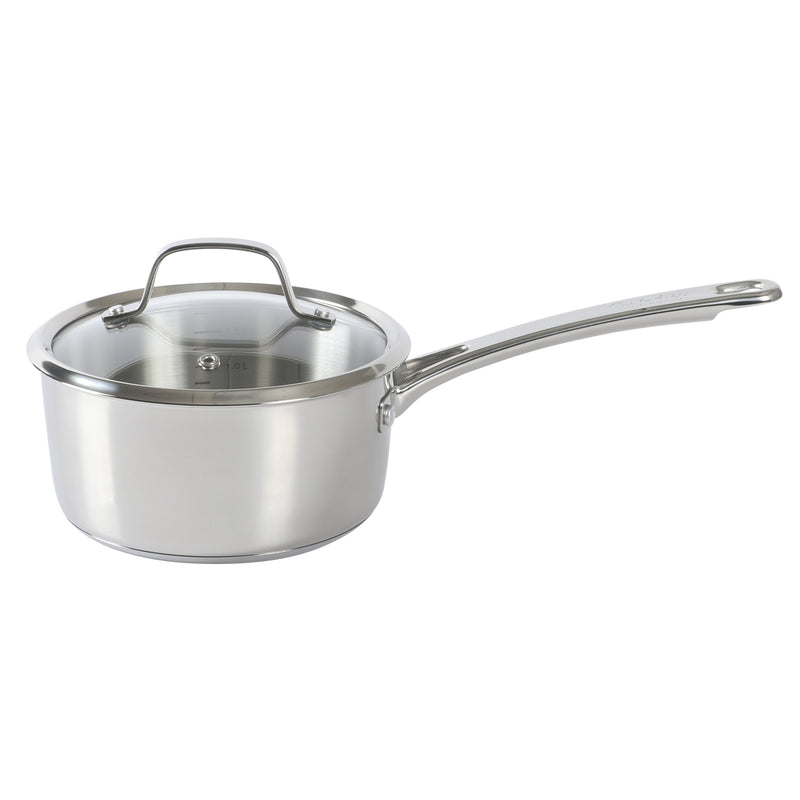 Sur la Table Kitchen Essentials Chef's Deck 10pc Stainless Steel Cookware Set - Polish Ext - Impact Bonded Base - SS Hollow Handle - GBX w/ Remailer