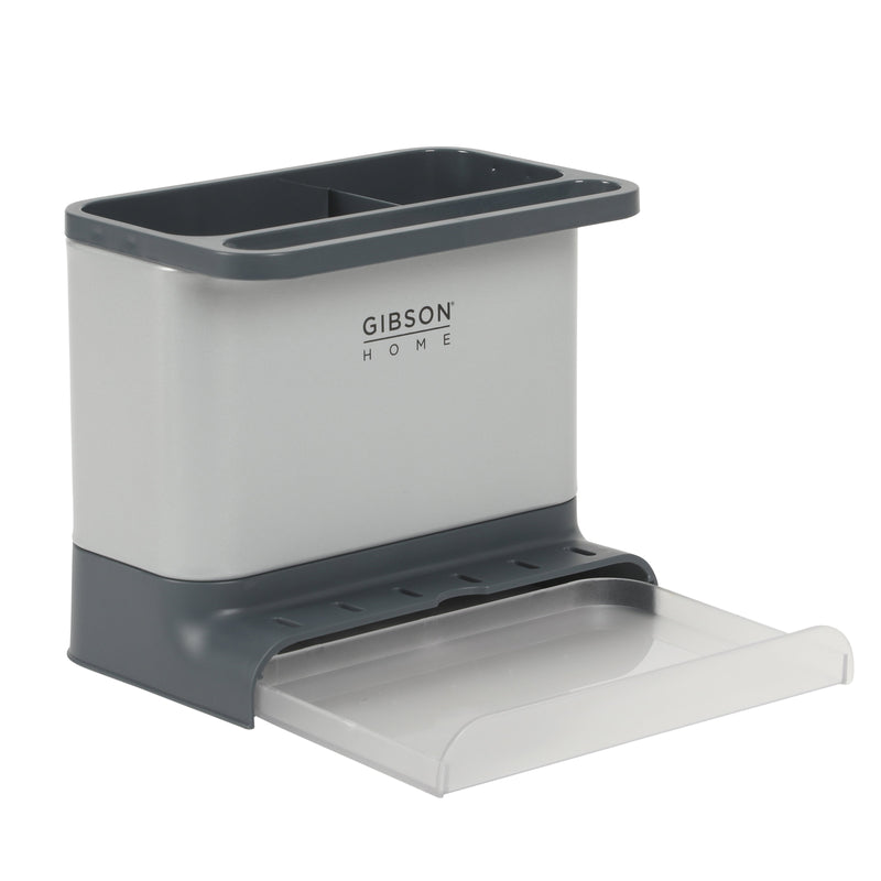 Gibson Home Ledgebrook - 7.2 IN L X 4.6 IN W X 6.1 IN H Sink Organizer - Grey - Galvanized Board w/ Powder Coat - Silk Logo Print - SS - Gift Boxw/ Remailer