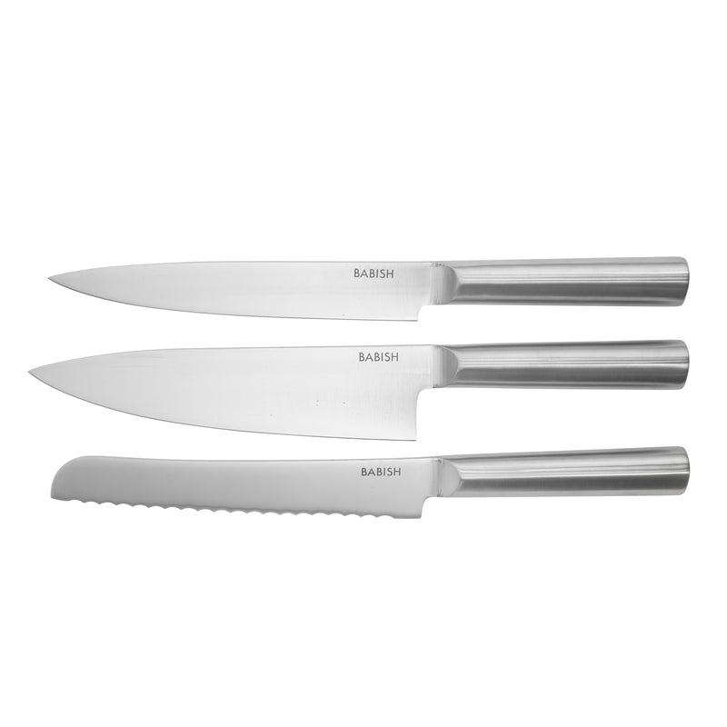 Babish 15 pc German Steel Cutlery Set w/ Black Rubber Wood Block - Gift Box w/ Remailer