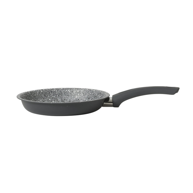 Gibson Home Clipperton 8" Carbon Steel Frying Pan - Grey Speckle Interior - Matte Charcoal Exterior - Soft Touch Handle - Open Stock w/ Color Label