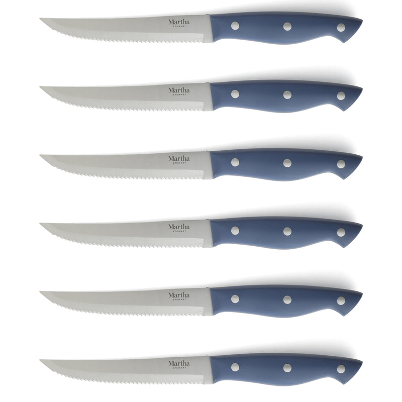 Martha Stewart Greeley 14pc Stainless Steel Cutlery Set w/ Acacia Wood Block - Forged Handle - GBX