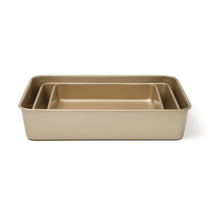 Martha Stewart Gallen 3pc Carbon Steel Bake Pan Set - Champagne - Non-Stick - Gift Box