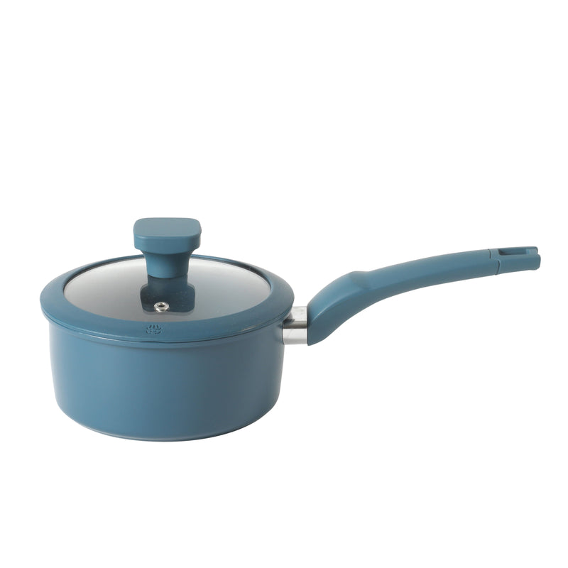 Gibson Home Helensburgh 7pc Carbon Steel Cookware Set w/ Silicone Rim Glass Lid - Soft Touch Bakelite Handle - Gift Box