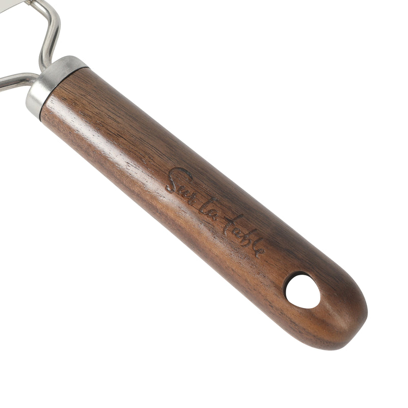 Sur La Table Kitchen Essentials Stainless Steel Long Grater - Etched Stainless Steel Blade - Black Walnut WoodHandle - Tie Card