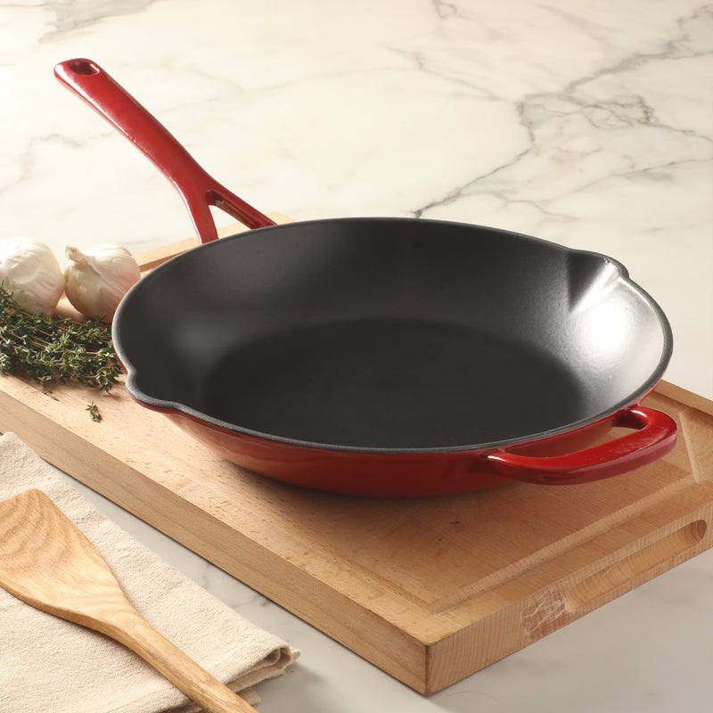 Martha Stewart Gatwick 12" Enameled Cast Iron Skillet - Gray Interior - Round - Color Sleeve w/ RM