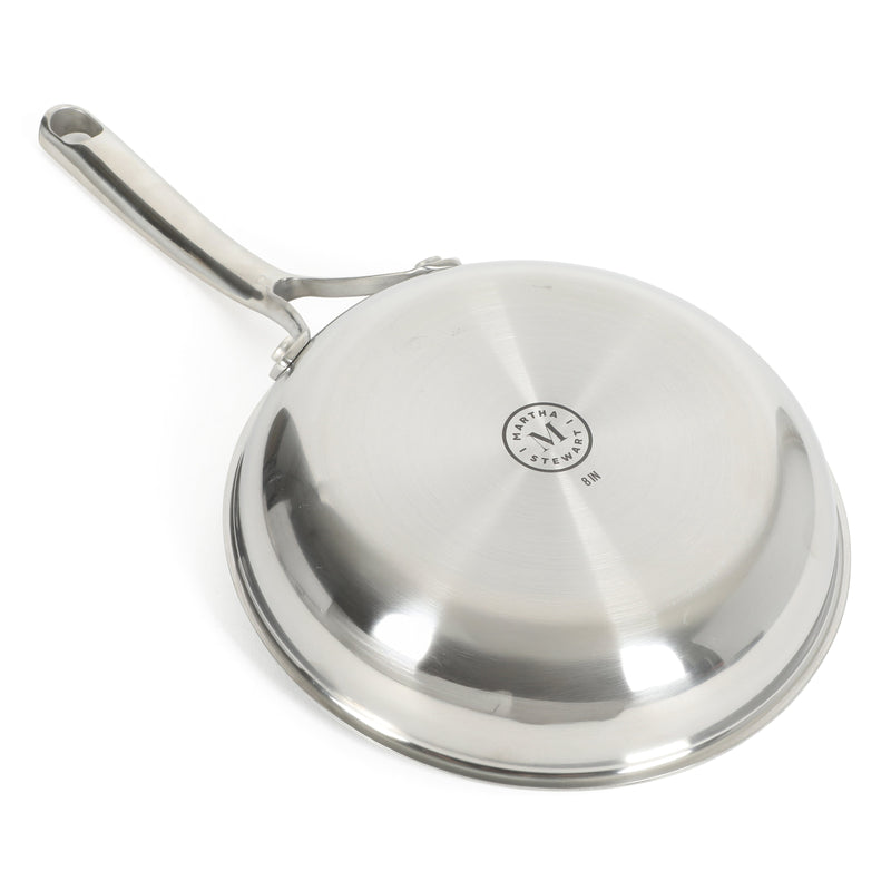 Martha Stewart Badgley 8" Tri-Ply Stainless Steel Etching Ceramic Non-Stick Fry Pan - Color Sleeve