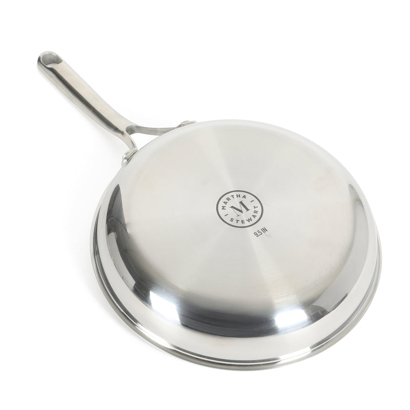 Martha Stewart Badgley 9.5" Tri-Ply Stainless Steel Etching Ceramic Non-Stick Fry Pan - Color Sleeve