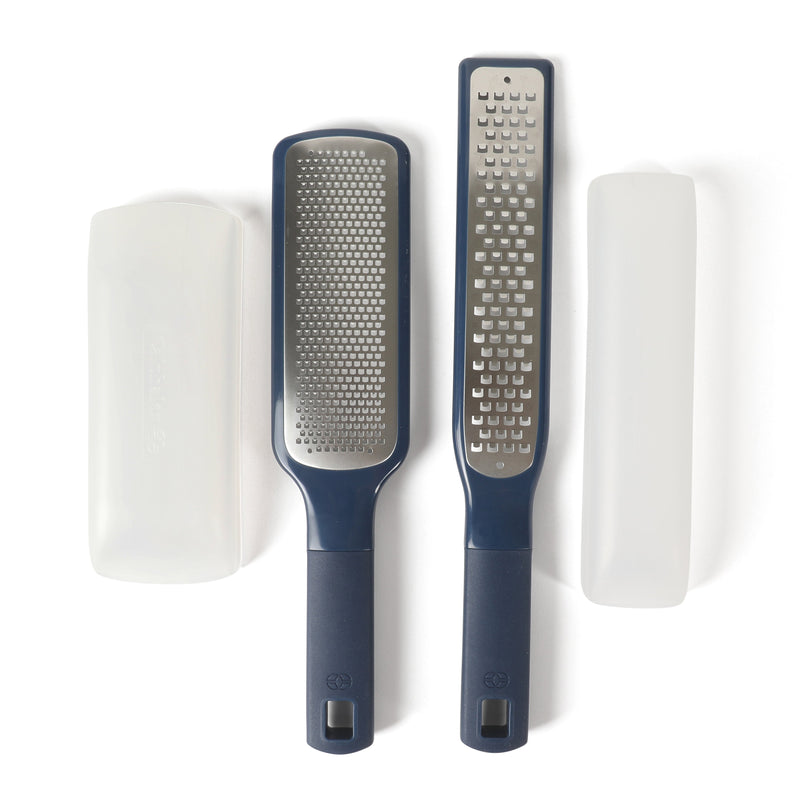 Calphalon Prime  2 pc Stainless Steel Long & Short Grater Set w/ Covers - Open Stock w/ Tie Card